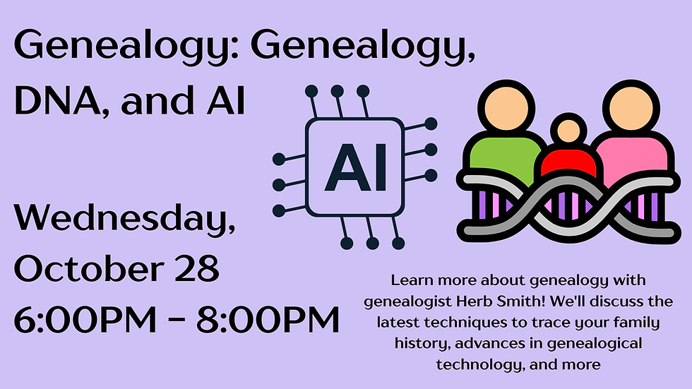 Genealogy October 28 at 6pm