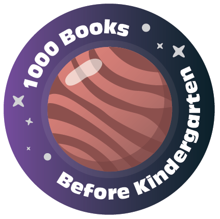 A planet surrounded by the words 1000 Books Before Kindergarten