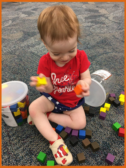 child playing with blocks