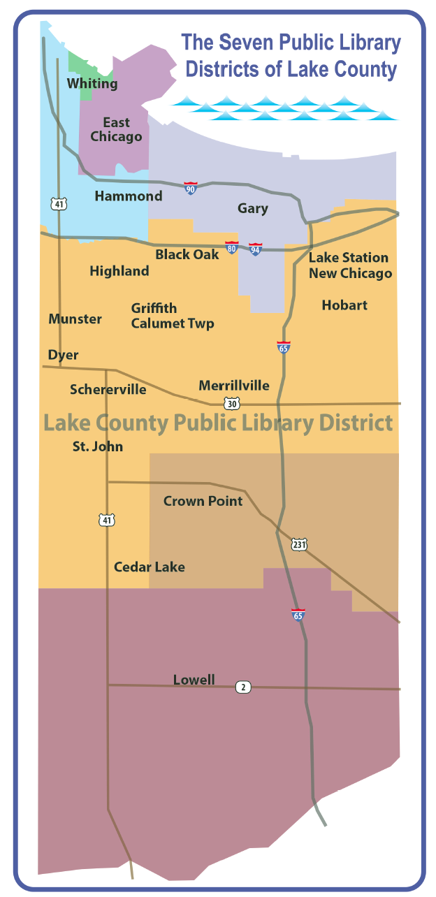 Map of Lake County with the different districts highlighted