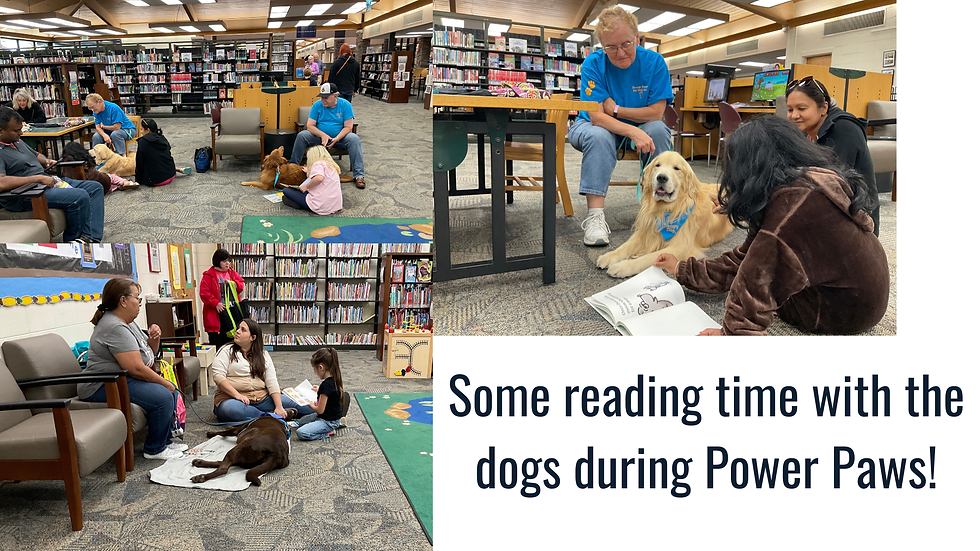 Kids reading to dogs.