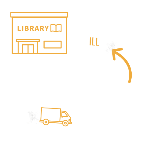 Trucks marked I L L traveling between libraries