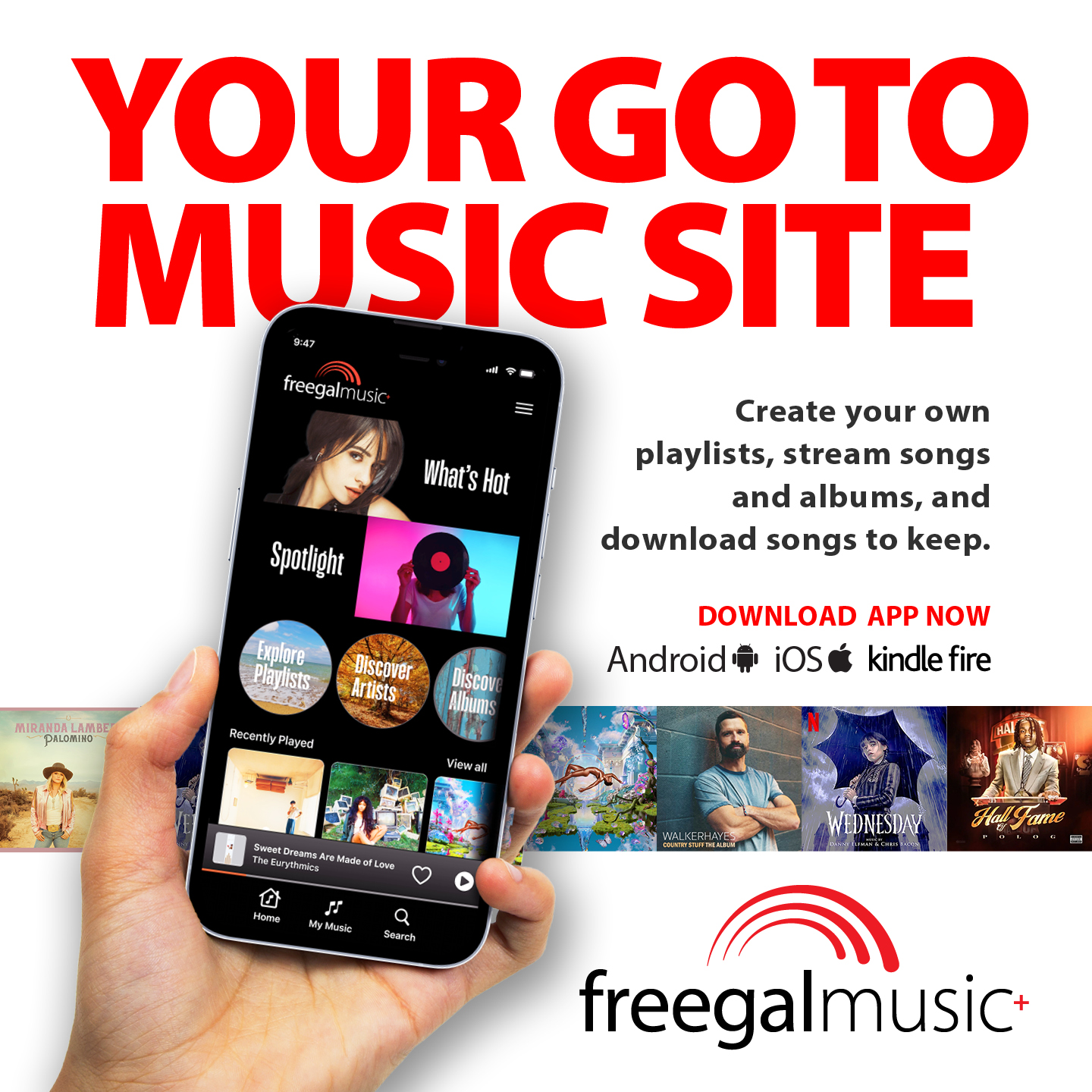 Freegal logo. Click for music!