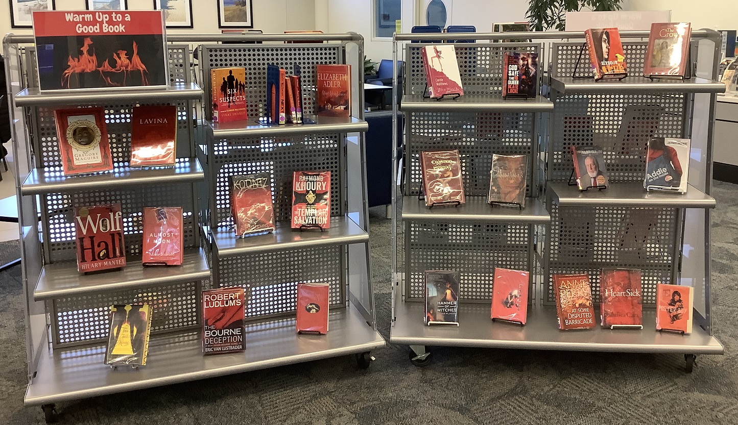A display of books all with red covers