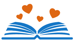 an open book with hearts coming out