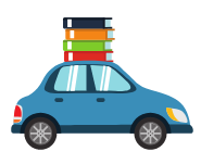 Car loaded with books