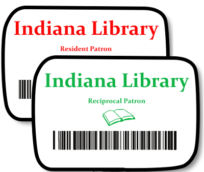 Library card examples: red and green
